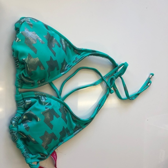 Bikini Lab Turquoise/Metallic Bikini Size Small - Picture 4 of 6